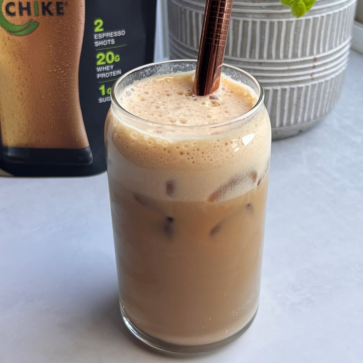 vanilla latte made with protein