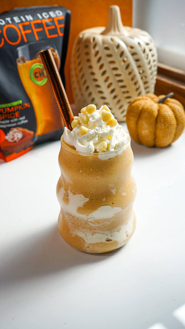 Protein White Chocolate Pumpkin Spice Malted Frappuccino - Chike Nutrition
