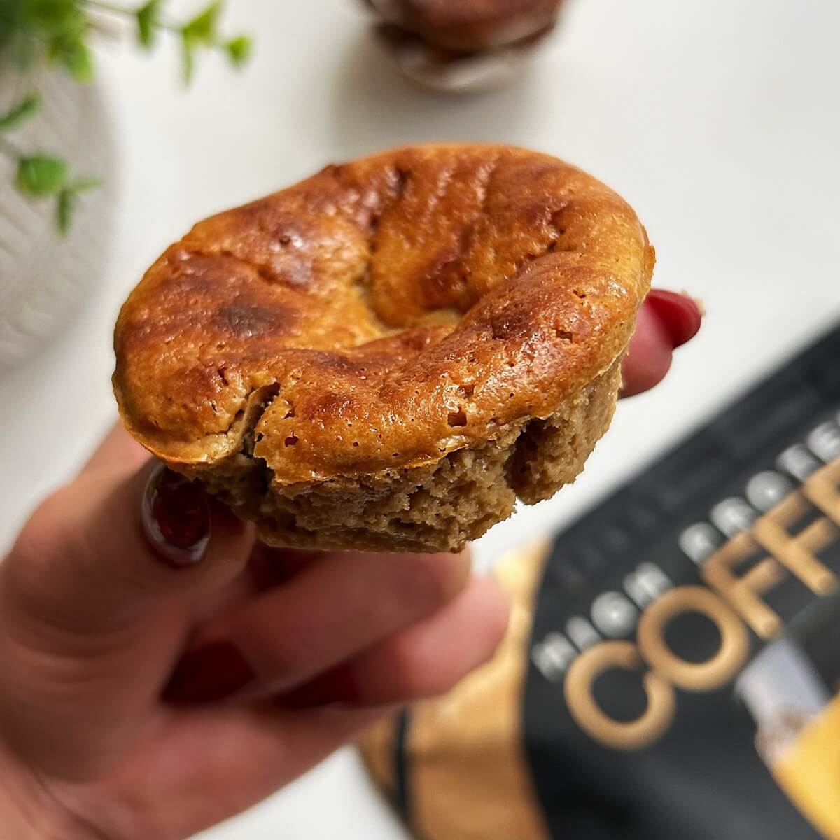 Single mini chai latte flavored protein muffin