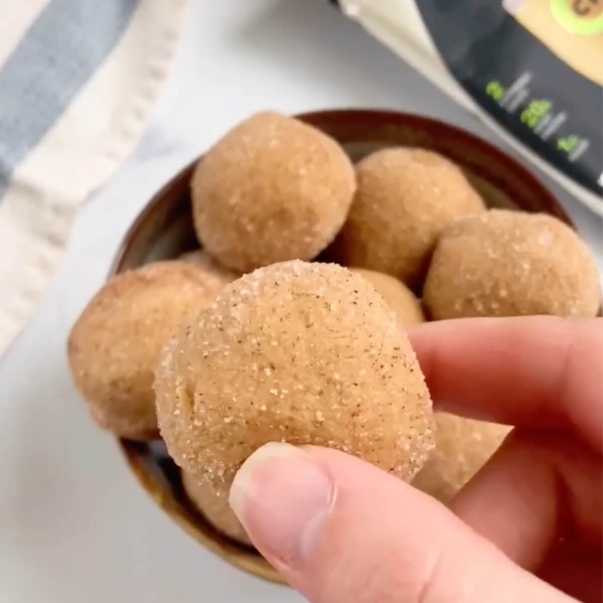 Bite sized ball of protein snickerdoodles