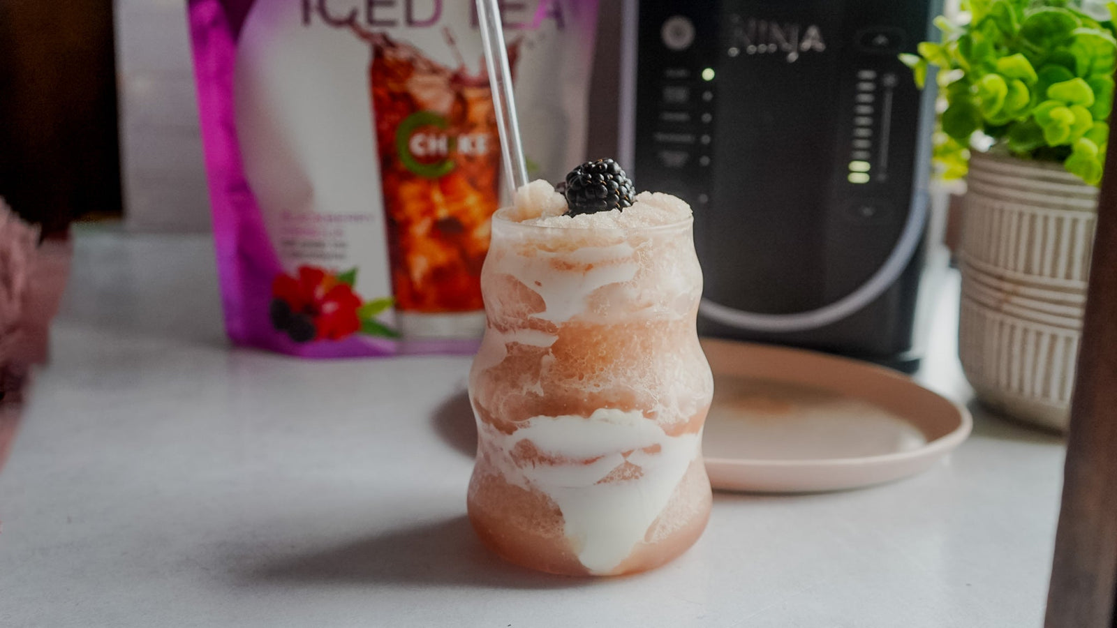 Blackberry Hibiscus Protein Lemonade Slushi