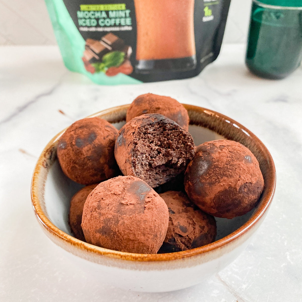 Protein Coffee Mocha Mint No-Bake Bites